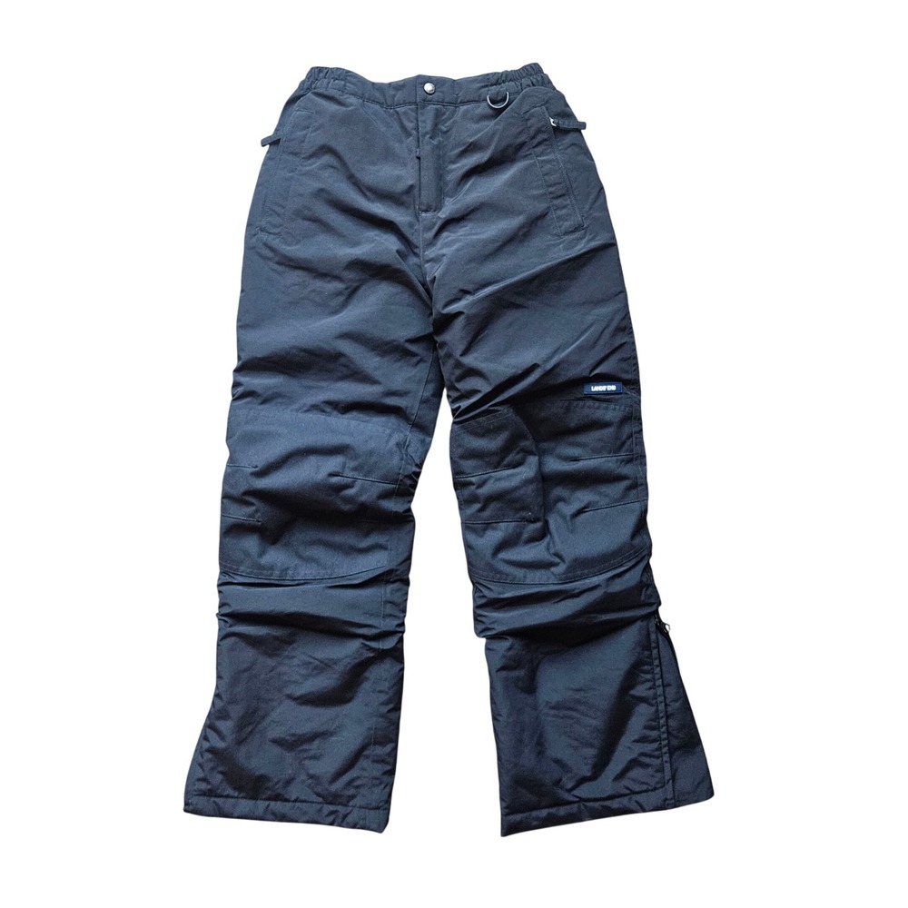 Lands' End Kids Black Grow-A-Longs Insulated Snow Pants Size 12S Reinforced Knee